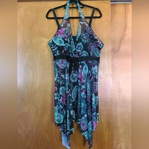 NWT 2 Piece Floral Halter Swim Dress